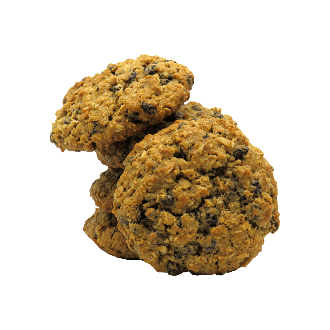 A stack of oatmeal raisin cookies.